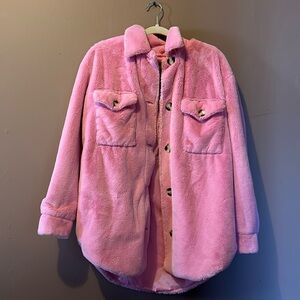 Fluffy pink Shacket